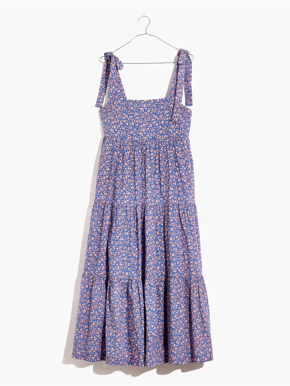 Madewell Tie-Strap Tiered Midi Dress in Summer Vines - LARGE PETITE